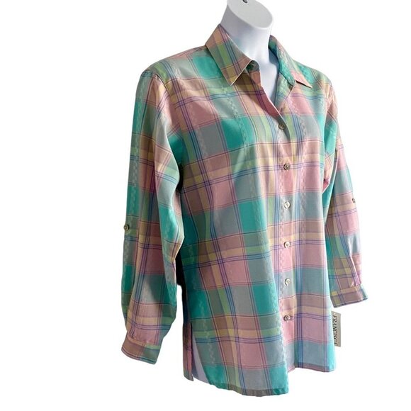 Koret Flower Market Long Sleeve Button Down Shirt Plaid Large 14-16 NEW - Picture 4 of 9